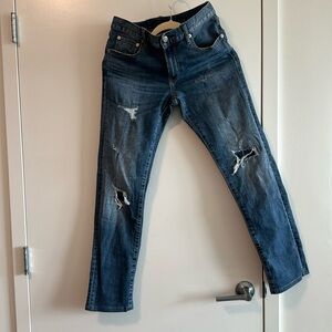 Uniqlo Distressed Jeans, Slim Fit, Striaght, Low Rise, 29 waist